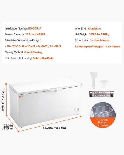 ❄️ Commercial Chest Freezer – Freestanding Stainless Steel Deep Freezer for Food Storage ⚡🍖