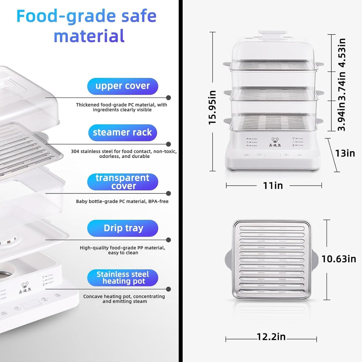 🍳 3-Tier Electric Food Steamer – Healthy Cooking Made Simple 🌿✨