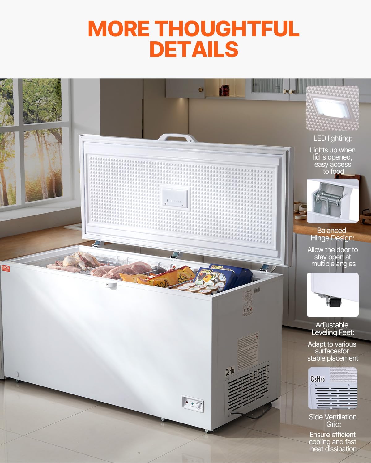 ❄️ Commercial Chest Freezer – Freestanding Stainless Steel Deep Freezer for Food Storage ⚡🍖
