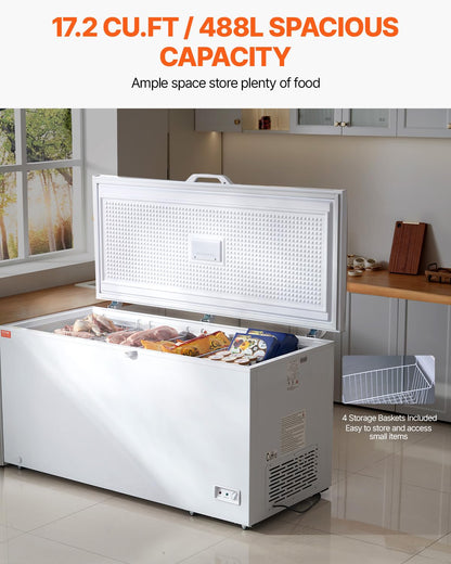 ❄️ Commercial Chest Freezer – Freestanding Stainless Steel Deep Freezer for Food Storage ⚡🍖