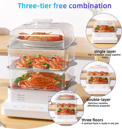 🍳 3-Tier Electric Food Steamer – Healthy Cooking Made Simple 🌿✨
