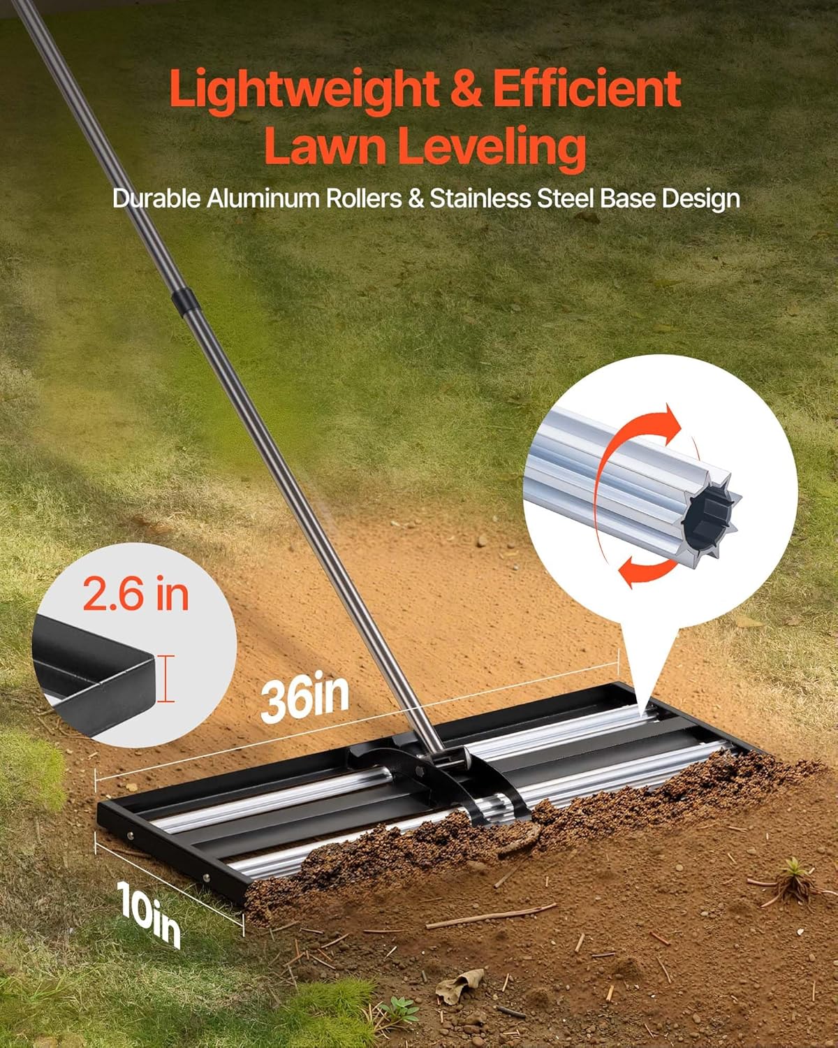 🌿 48" Lawn Leveling Rake – Heavy-Duty Soil Leveler for Yard, Garden & Landscaping ✨
